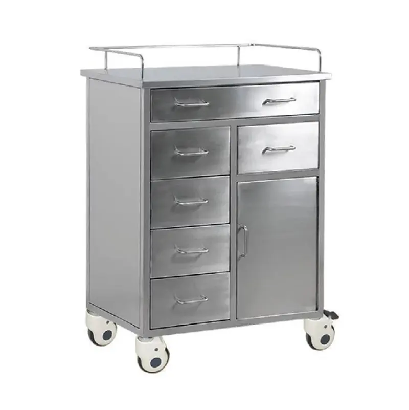 Factory High Quality Stainless Steel Cart Surgical Instruments Cart Medical Cabinet Trolley Durable For Hospital Clinic Home