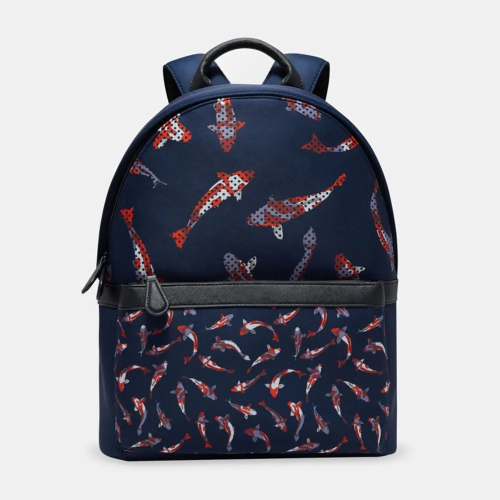 Ss22 mochila de couro masculina com design personalizado, bolsa para faculdade, estampada, 2022