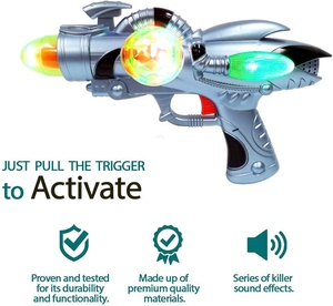 KK 29CM Electric <strong>Space</strong> Gun Toy Plastic LED Flashing Blaster Pistol with Sound &amp; Light Vibration Laser <strong>Blasting</strong> Effect - Product Image 3