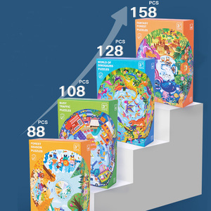 'HOYE קרפט חינוכי צעצוע 88/108/128/158 pcs <span class=keywords><strong>4</strong></span> נושא כיף פאזל משחק פאזל עץ עגול צורת פאזל