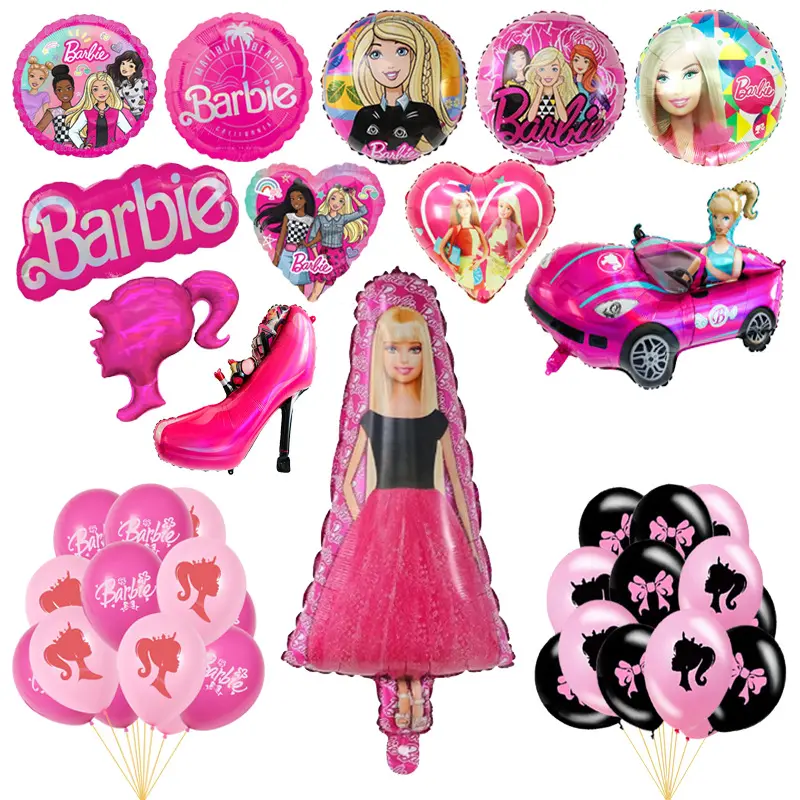 Groothandel Nieuwe Cartoon Roze Bar-Bie Prinses Aluminiumfolie Ballonnen Globs Voor Meisje Thema Verjaardagsfeest Decoratie Benodigdheden