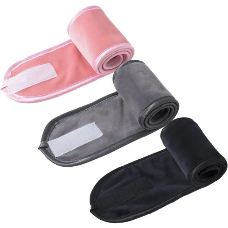Fascia per capelli morbida Spa per il viso Velcro regolabile trucco in spugna Stretch Head Wrap Beauty Shower Spa fascia