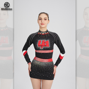 <strong>Cheer</strong> and Dance Queen Style Cheerleading Uniforms with Mesh and Rhinestone Crystal Mermaid Skin Cheerleader Uniforms - Product Image 1