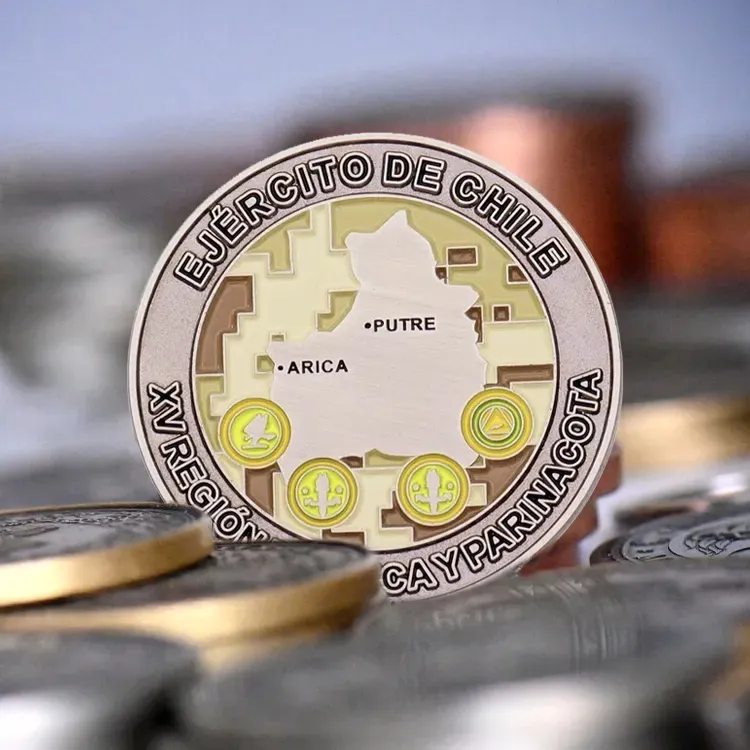 Fabrikant Op Maat Gepersonaliseerde 3d Metalen Antieke Munt Zilver Goud Blank Token Verzamelbare Reis Souvenir Email Uitdaging Munt