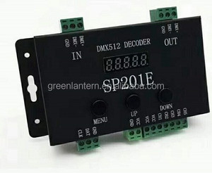 DC5V-24V SP201E DMX512 dekoder destek adreslenebilir piksel LED ve RGBWW 5 kanal LED şerit ışıkları - Product Image 1