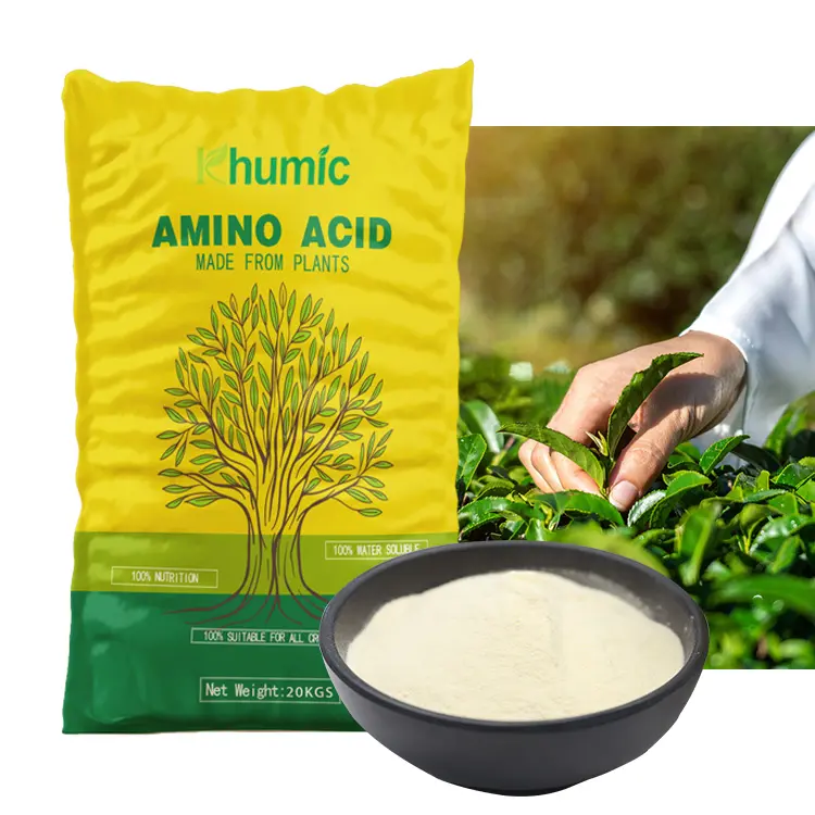 Aminoácido en polvo 100% fuente de planta soluble en agua fertilizante bioestimulante natural Aminoácido 80%
