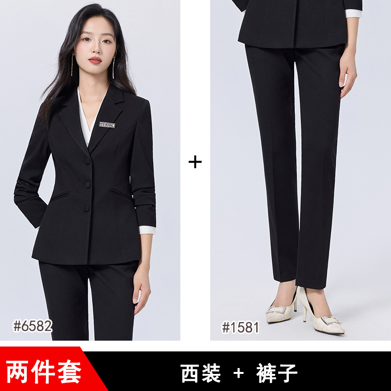 Black suit straight-leg trousers