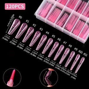 120 adet pembe fransız tırnak çift formları tırnak uzantıları hızlı yapı jel yapay tırnak ipuçları - Product Image 4