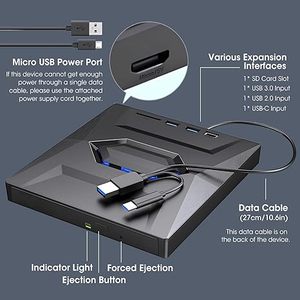 5合1通用串行总线3.0型外部光盘RW光盘驱动器，带SD/TF端口光盘刻录机笔记本电脑超级驱动器 - Product Image 5