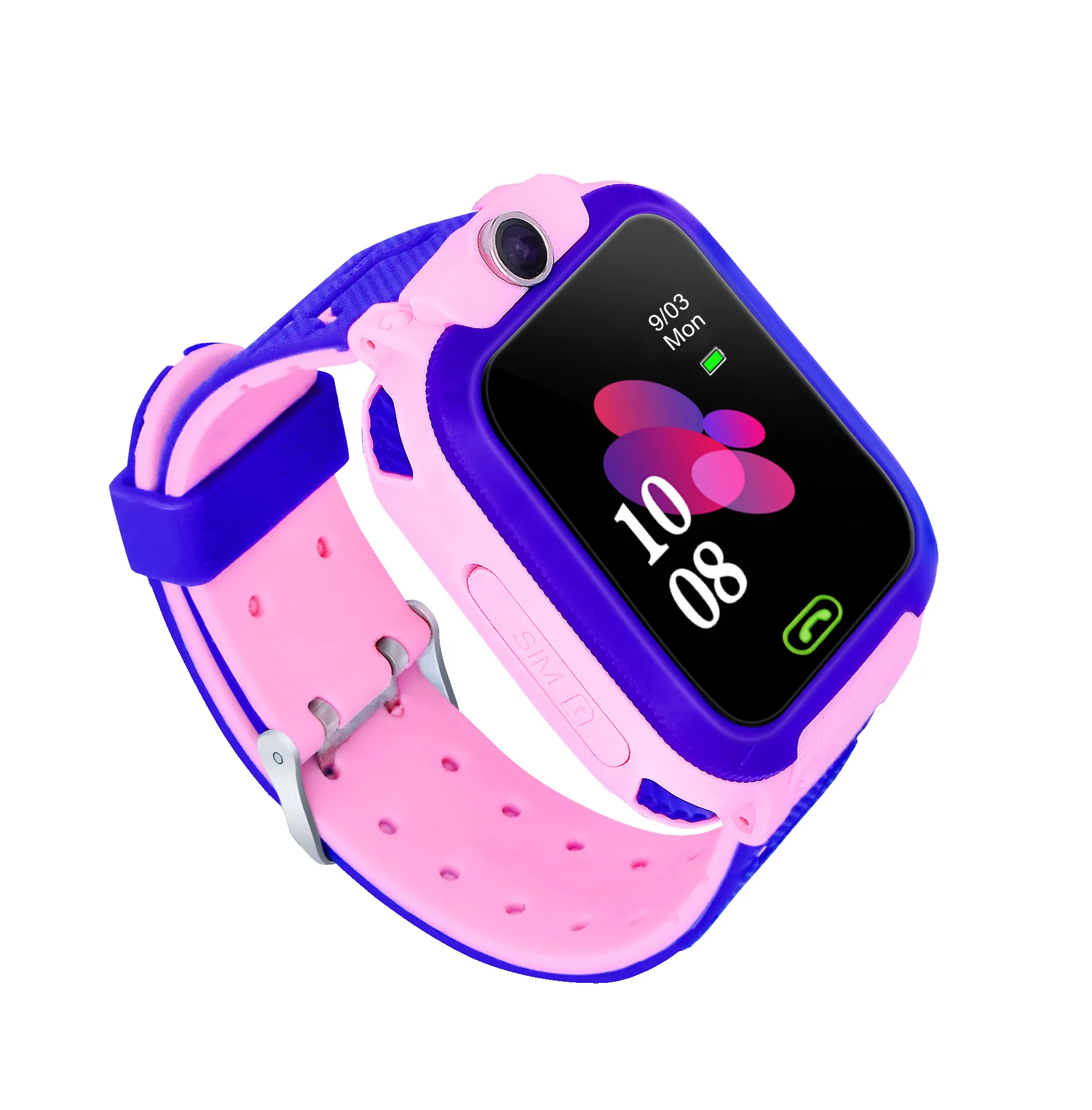 Full screen touch 1.44 display Silicone camera SOS call 2G SIM Calling LBS Tracker Watch GPS Kid Watch with Games and Video Call