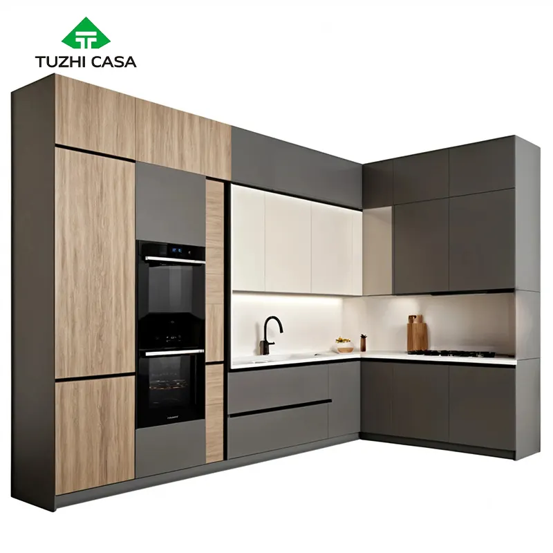 TUZHI CASA 2024 cucina dispensa armadietto fornitore montato personalizzazione modulare parete moderna legno mobili mobili da cucina