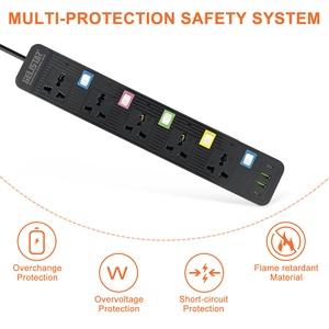 רצועות כוח אוניברסליות 5 דרכים עם 2 usb ו 2 סוג c יציאות אוניברסלי הרחבה שקע רב תכליתיים