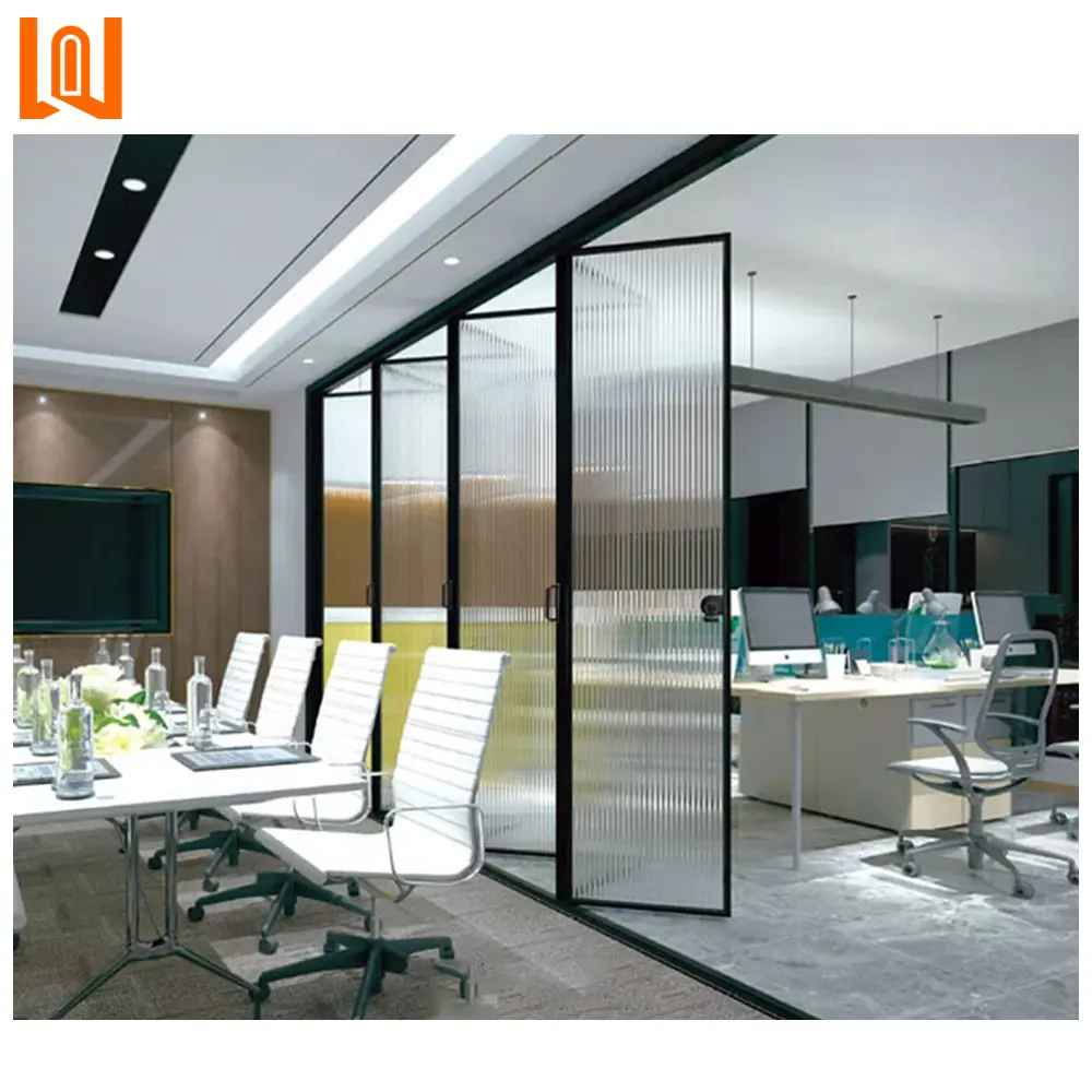 Wanjia partição de interior de alumínio dobrável, porta de vidro panorâmica dobrável
