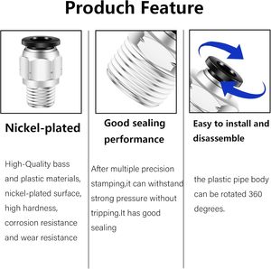Push to Connect <strong>Tube</strong> Fitting PC 1/4" <strong>Tube</strong> Od X 1/8" NPT Thread Quick Connect Air Fittings Pneumatic Connector Straight Push