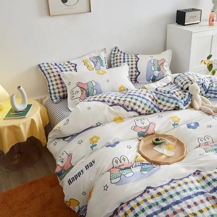 Set di biancheria da letto in cotone invernale con copriletto impermeabile all'ingrosso set di lenzuola in cotone 4 pezzi