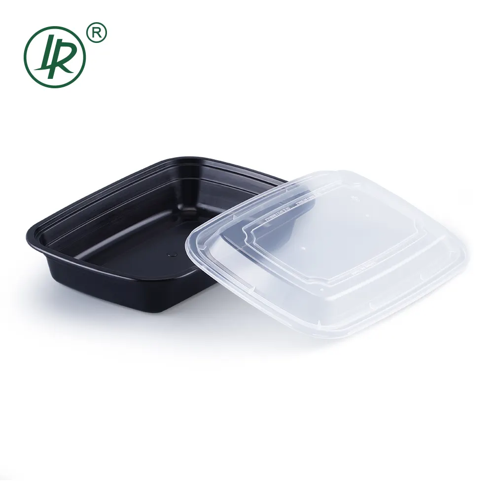 LR 26 OZ congelatore sicuro cibo preparazione Bento imballaggio contenitori di plastica per la preparazione dei pasti nero PP per andare scatole per il pranzo