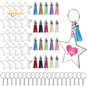 พวงกุญแจว่าง DIY 3.5 "กลมใสพวงกุญแจแผ่นอะคริลิควงกลมพร้อมพู่หนัง - Product Image 4