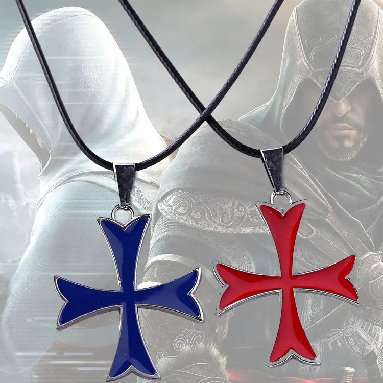 Collar con colgante de Cruz templaria Assassin Creed, serie de accesorios de juego