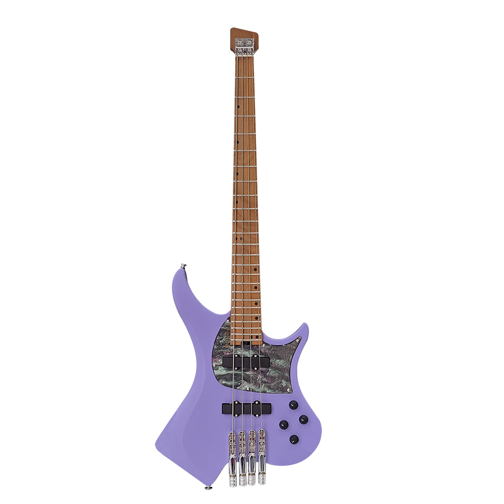 Basse sans tête mate personnalisée à 4 cordes - violet