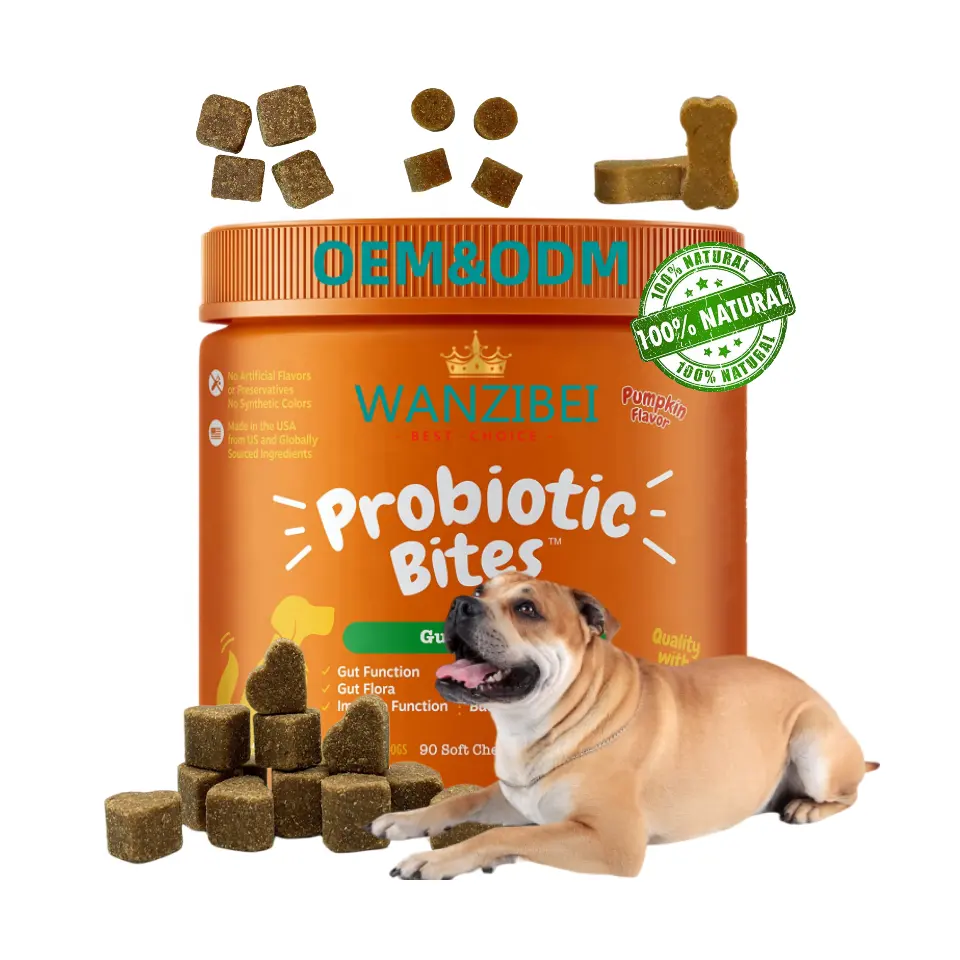 Grosir Kustom Enam Jenis Probiotik Kunyah Lembut 270 G 300 G 360 G Suplemen Probiotik Anjing-Perawatan untuk Anjing