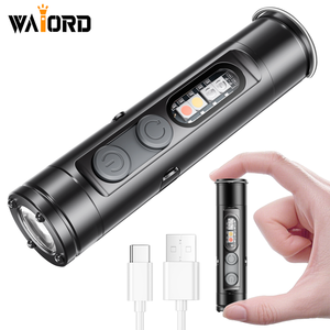 Waiord mini LED Keychain Đèn pin IP65 Nhôm Cơ thể cao CRI 95 500 Lumens USB sạc cửa sổ ngắt khẩn cấp cắm trại sử dụng - Product Image 5