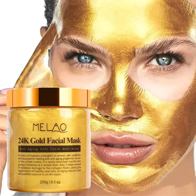 MELAO OEM Vente en gros Masque exfoliant naturel anti-âge blanchissant au collagène organique en or 24 carats Masque exfoliant à l'argile pour le soin de la peau en or