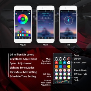 Uzaktan kumanda APP kontrol araba Led ışık 12V N1 4 adet RGB iç araba LED şerit işık ortam işığı aydınlatma kiti - Product Image 4
