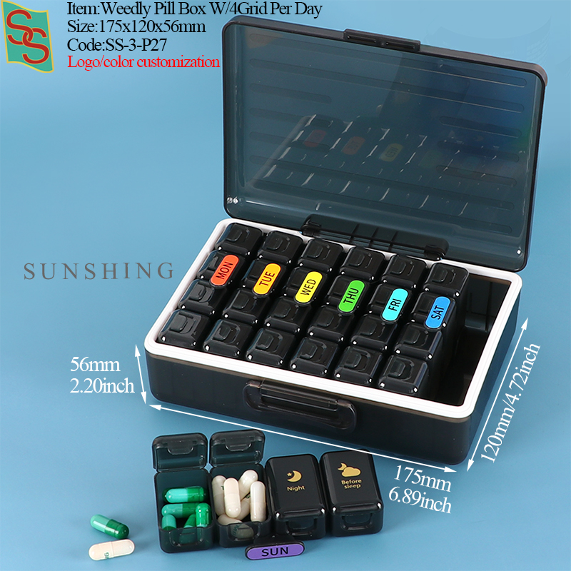 P27 Weedly Pill Box W/4Grid Per Day