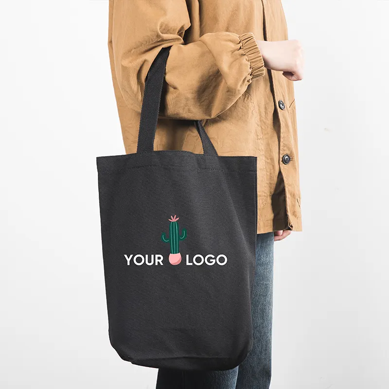 Bolsas de mano de algodón con logotipo impreso, bolsas de mano de algodón ecológico a la moda, con logotipo