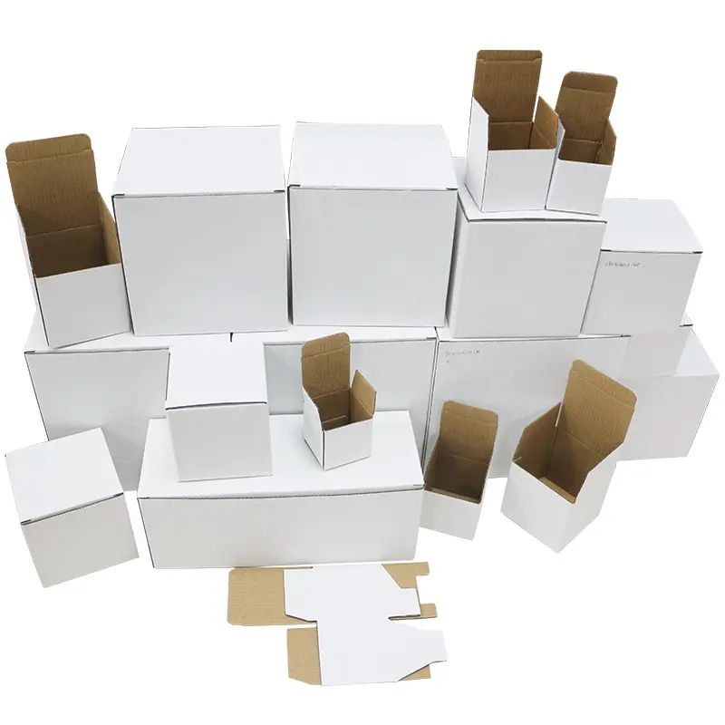 Mutli size Caixa de papel ondulado branco de três camadas Copo de vidro Embalagem Caixa de presente Cosmetic Candle mailer
