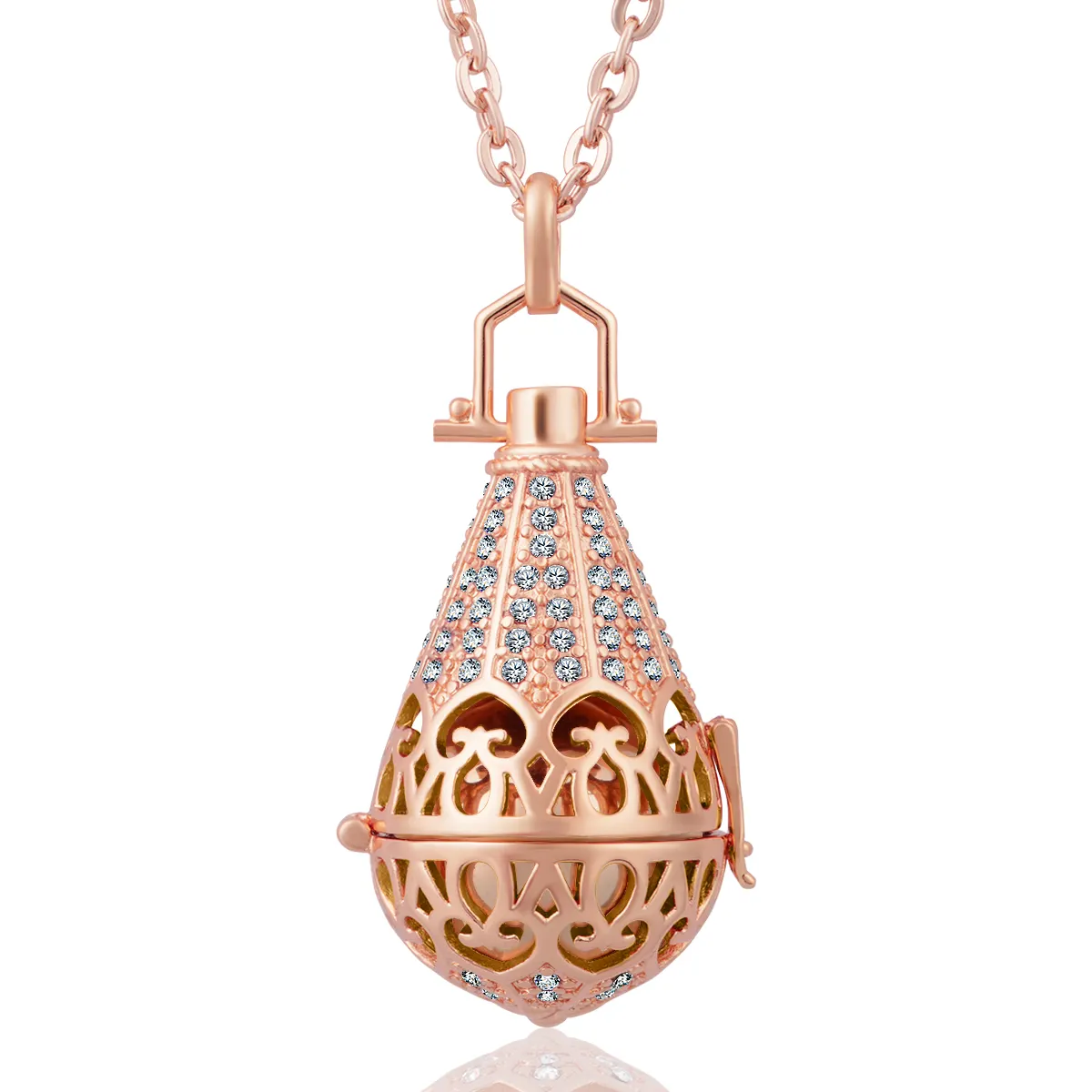 Angel Caller Chimes Pendants Necklaces Sounds Bell Crystal Harmony Balls Rose Gold Jewelry