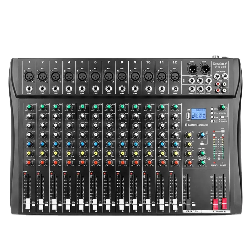 Depusheng-mezclador de Audio de estudio profesional DT12, DJ, 48V, potencia fantasma, 12 canales, consola mezcladora de Audio, envío gratis a los EE. UU.