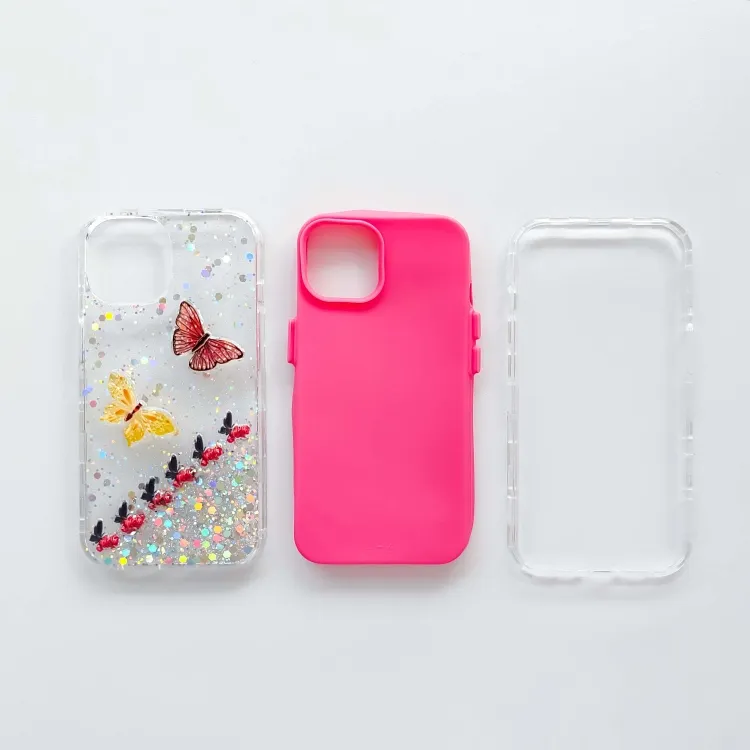 Rắn màu ba-trong-một keo sơn + Phụ kiện đầy màu sắc bướm điện thoại di động Trường hợp đối với iPhone cho Samsung Huawei