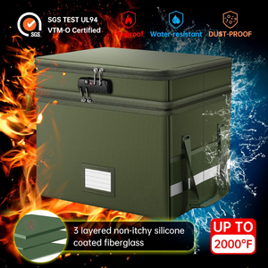 Caja de documentos ignífuga, organizador de archivos, carpeta de archivos con 13 bolsillos, bolsa de documentos A4, organizador de documentos con cerradura - Product Image 3