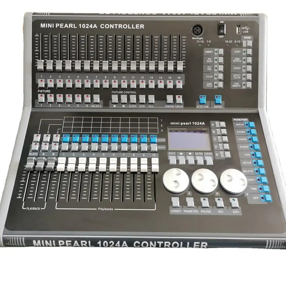 Nuevo 1024 canales Mini negro de 1024A etapa consola de iluminación DMX512 controlador de luz