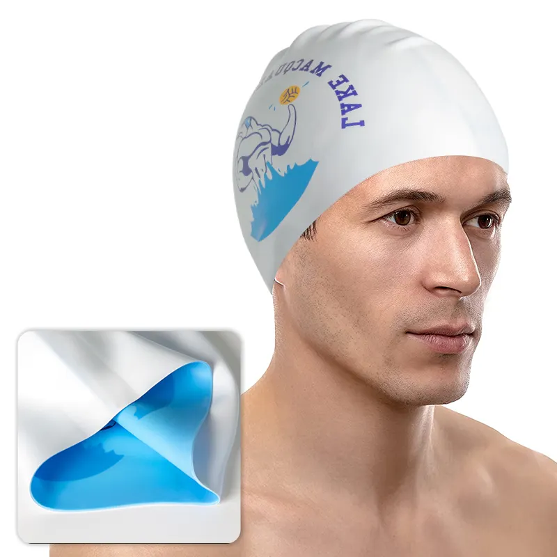 Eコマース新しいファッション高弾性プリントロゴカスタマイズされたロゴプリントラテックス水泳帽大人のための水泳帽