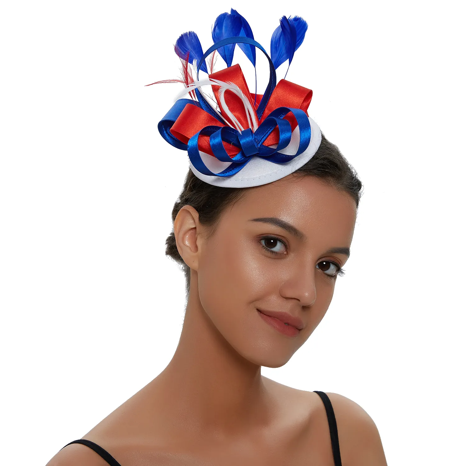 Diadema de novia multicolor Tocado de plumas perfecto Sombrero de fiesta único Tocado de moda Tocados Accesorios para el cabello Mujer