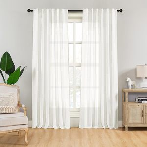 Tùy chỉnh thực hiện Trắng Sheer Linen rèm cửa <span class=keywords><strong>Rod</strong></span> túi trở lại Tab clip trong suốt bán Sheer Rèm cho phòng khách phòng ngủ cửa sổ - Product Image 1