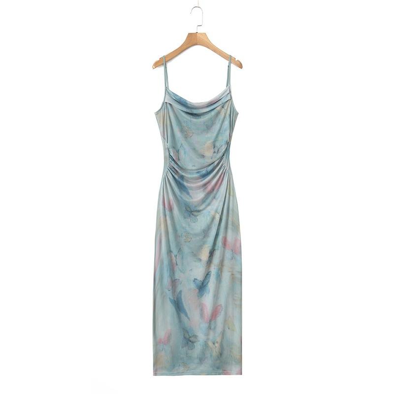 Robe à bretelles bleu nuage