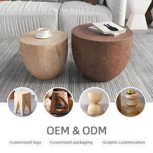 Orijinal katı ahşap yaratıcı köşe masa basit katı ahşap kahve ve yan dışkı ev dekor için çotuk tasarım ile - Product Image 4