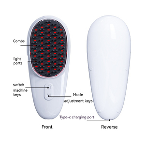 2024 nuovi prodotti di massaggio elettrico pettine luce ricarica vibrazione luce terapia testa strumento massaggio pettine elettrico massaggio - Product Image 4