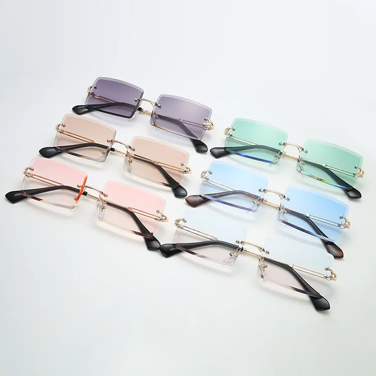 نظارات شمسية مستطيلة صغيرة للنساء, Lentes De Sol موضة 2024، تصنيع الصين للنساء، uv400 نظارات شمسية بدون إطار