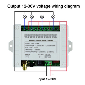 <strong>Wireless</strong> 4CH Remote <strong>Controller</strong> LED Light Switch <strong>Relay</strong> <strong>Output</strong> Radio RF Remote Control 433Mhz Receiver-ABIU - Product Image 6