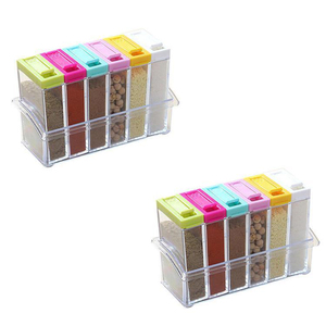 6ピース/セットクリエイティブシンプルで透明な調味料収納ボックスキッチン用品調味料ボックスポット塩 - Product Image 3