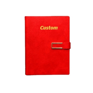 Druckknopf verschluss Geprägtes Logo Lose blatt planer Red Pu Leather Custom Notebook mit Karten einsatz Nachfüllbare Journal abdeckungen - Product Image 1