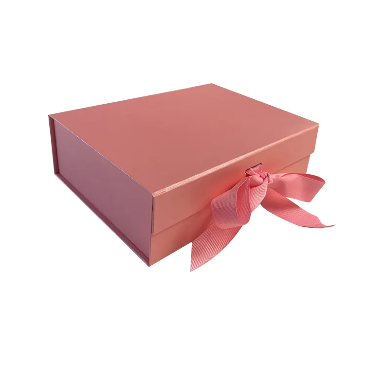 Scatola regalo di lusso in cartone rigido con logo personalizzato rosa magnetica pieghevole sexy reggiseno biancheria intima con manico a nastro
