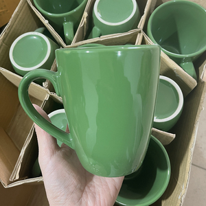 批发定制标志印刷绿色陶瓷咖啡杯带手柄可定制设计咖啡杯 - Product Image 2