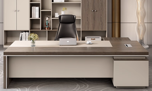 Ergonomic <strong>Computer</strong> <strong>Executive</strong> Desk MDF Wooden <strong>Executive</strong> Table Light Color Table with Oversized VentsDesk - Product Image 3