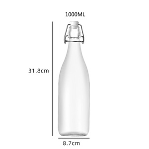 卸売750ml1Lスイング醸造ボトル透明ガラスボトル醸造ワインビール密封空ボトルロックトップ付き