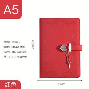定制Logo A5 PU皮革粉色笔记本带笔日记本带锁礼品盒套装学校文具用品A5笔记本